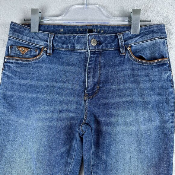 White House Black Market Skinny Jeans Womens Size 10 The Skimmer Tassel Hem Blue - Picture 4 of 13